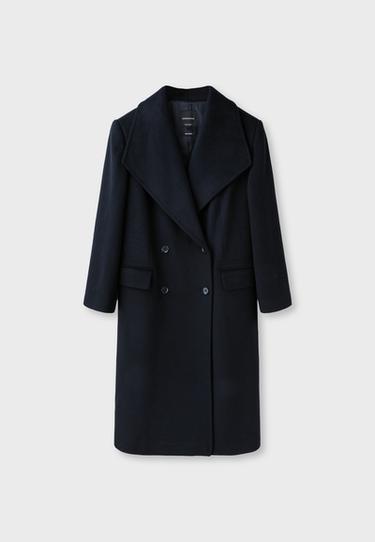Long wool-blend coat — Navy blue 8