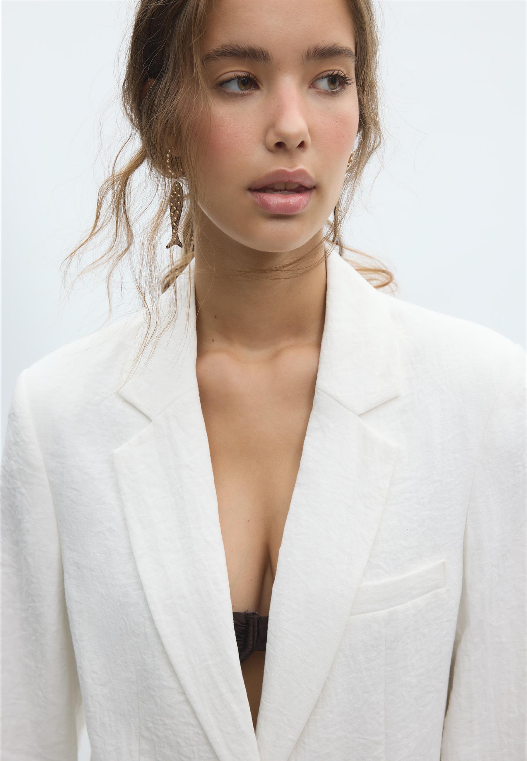 Fitted rustic blazer — White