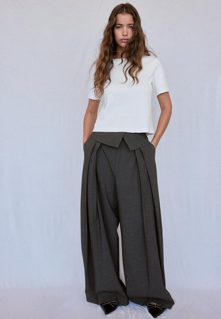 Stradivarius B01 Osnovna Majica Regular Fit Ekru Xs
