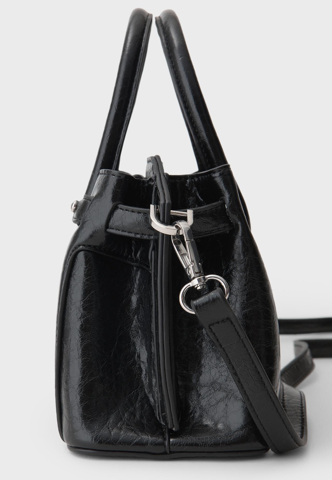 Tote crossbody bag with clasp — Black