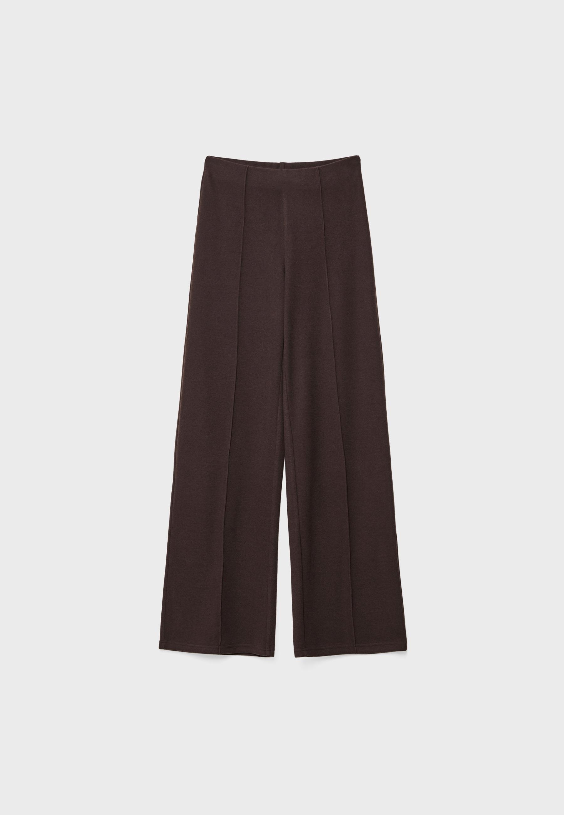 Knit trousers with seam detail — Brown