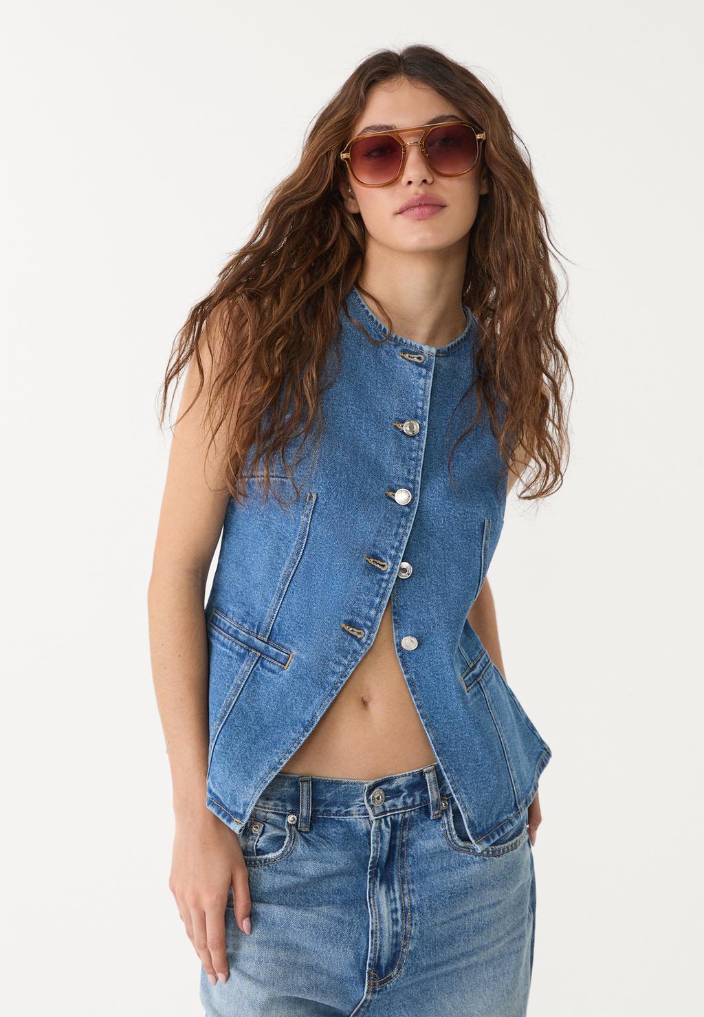 Denim top with buttons