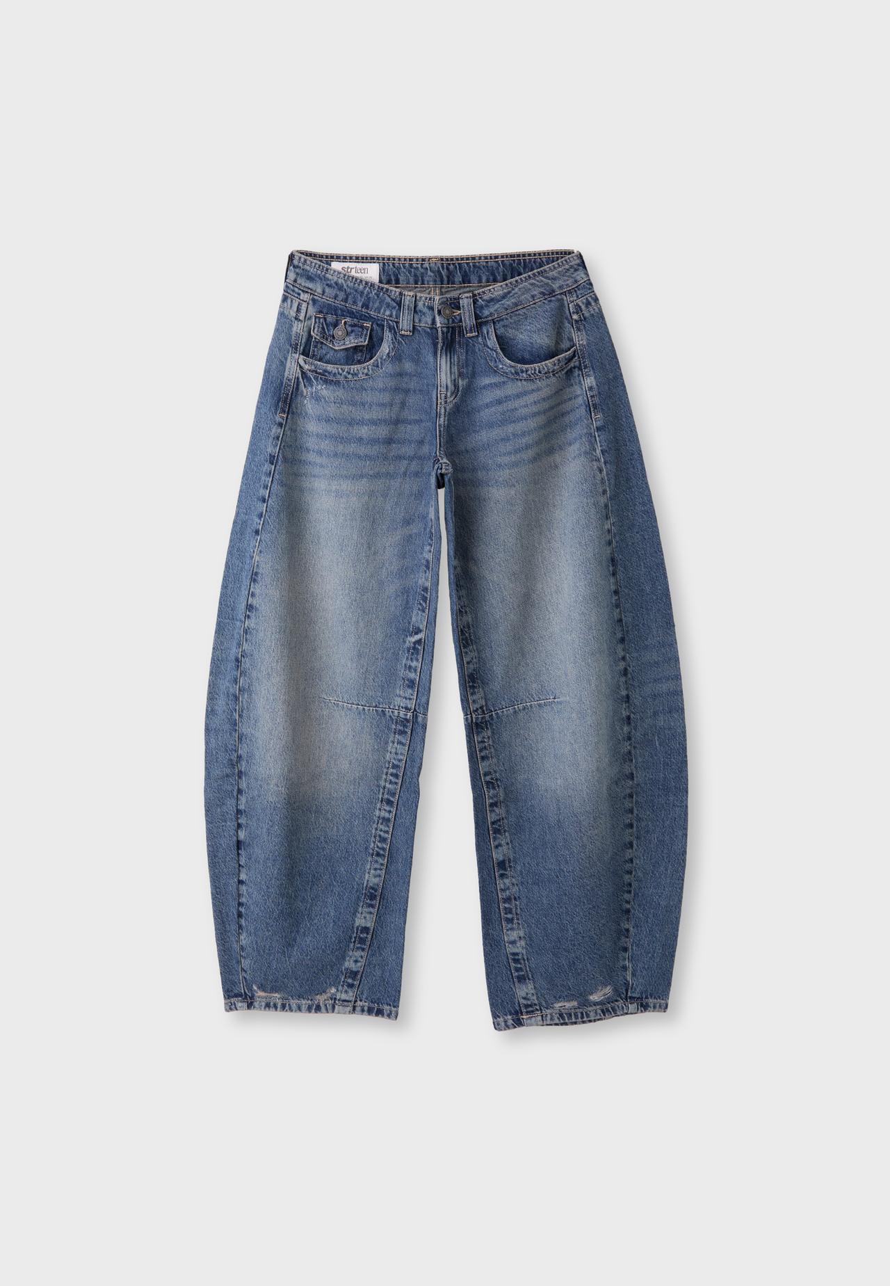 Low-rise barrel jeans — MEDIUM BLUE DENIM