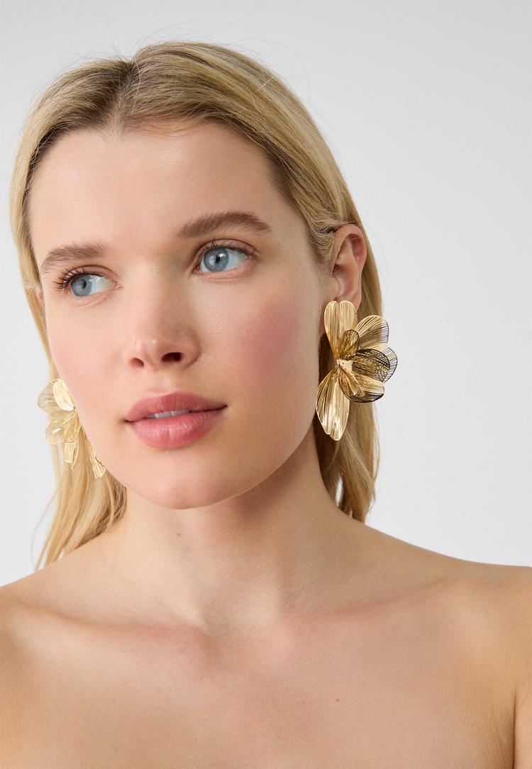 pendiente abanico flor maxi