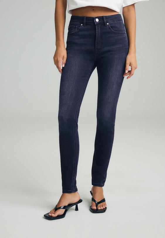 Stradivarius D07 High-Waist Skinny Jeans Light Grey Denim Wash 16