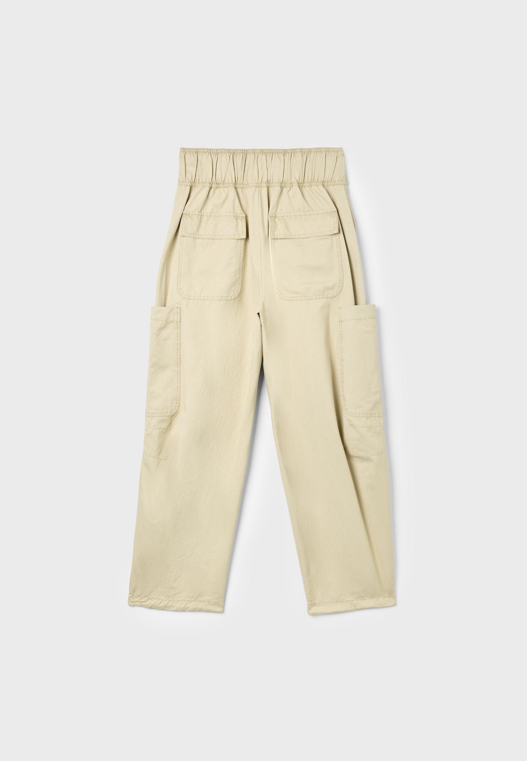 Voluminous cargo trousers with tie detail waist — Beige