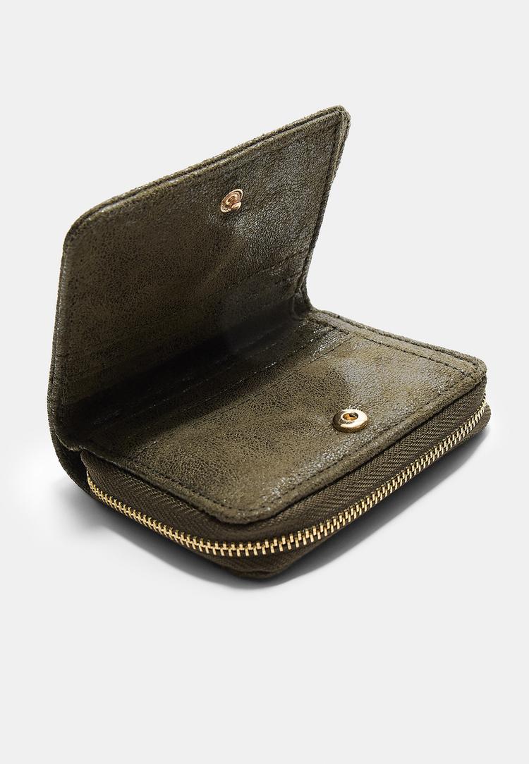 monedero tarjetero cremallera efecto ante