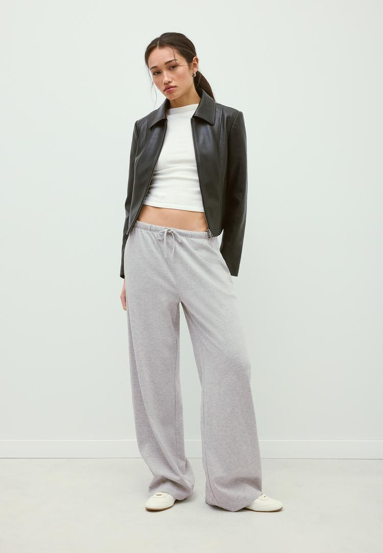 Joggerhose mit Weitem Bein Grau Melange XS
