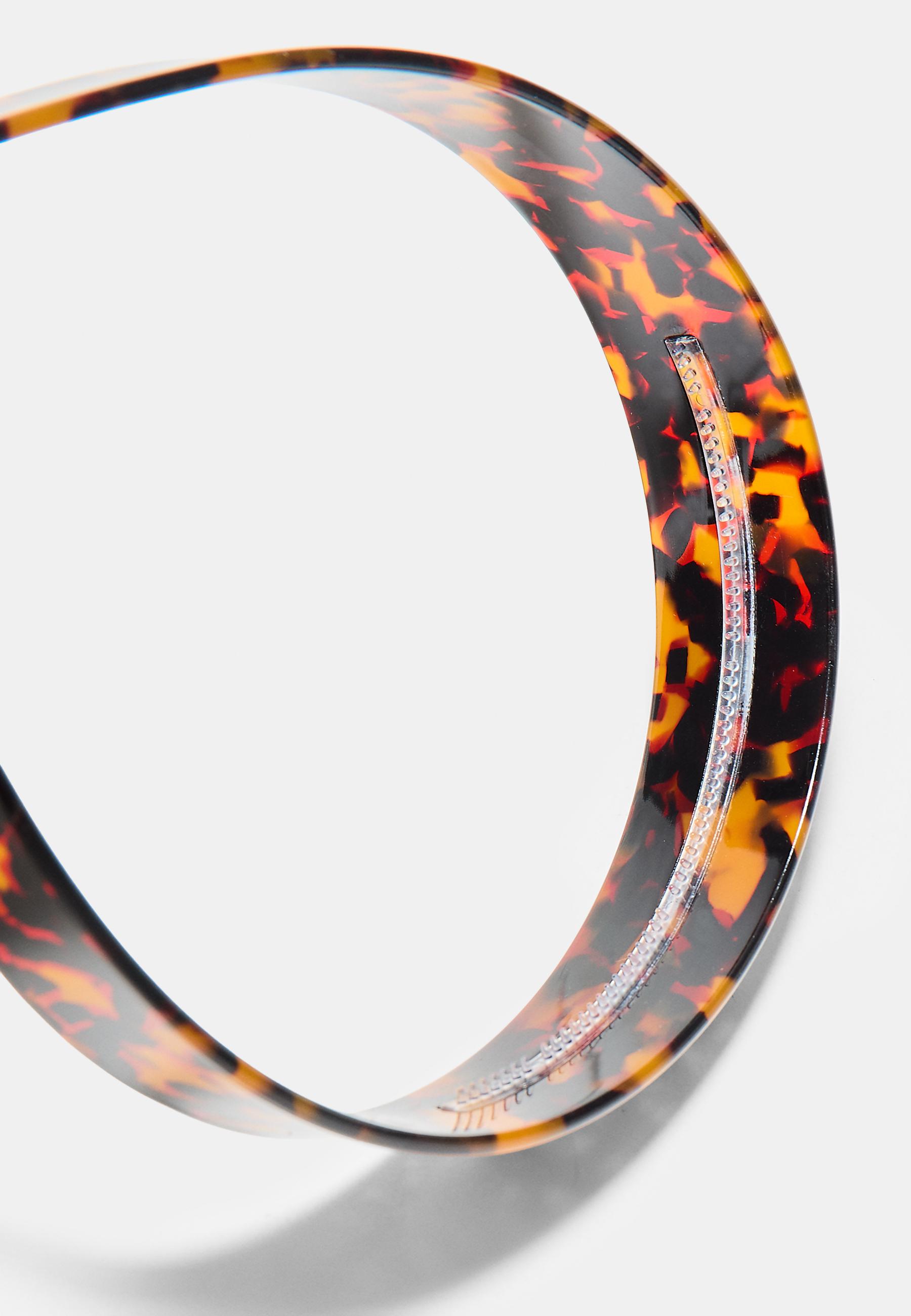 Rigid headband with comb — Brown