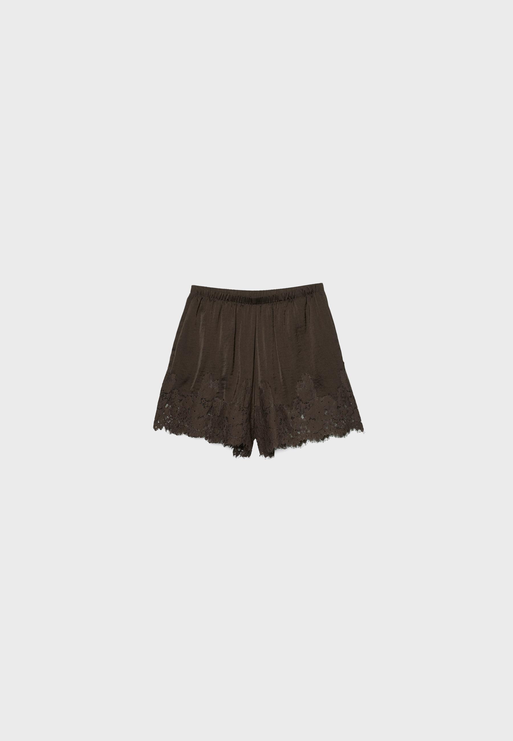 Satin camisole shorts — Brown