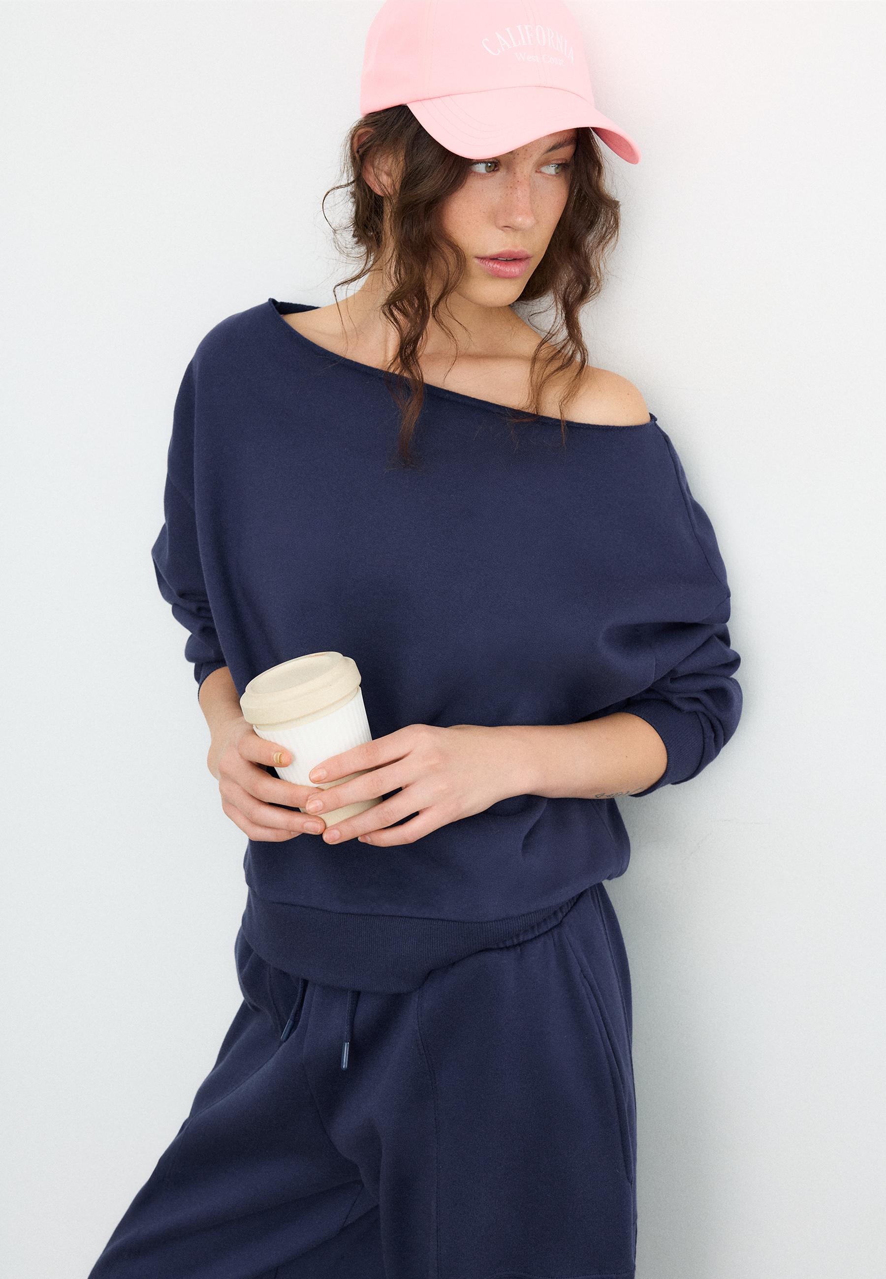 Basic off-the-shoulder sweatshirt — Dark blue