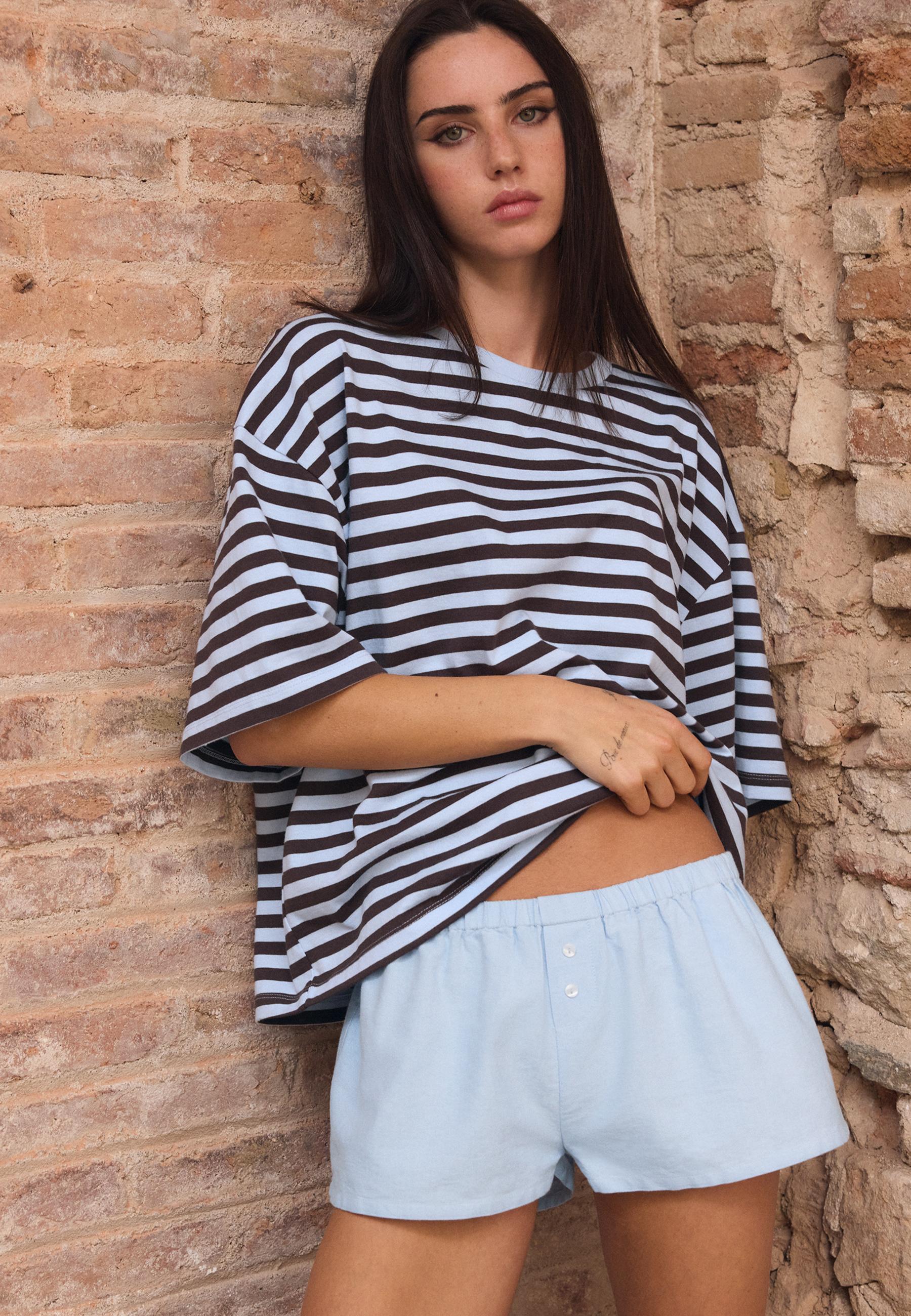 Mini buttoned shorts — Sky blue