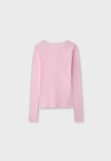 Supima® cotton long sleeve T-shirt — Salmon pink 9