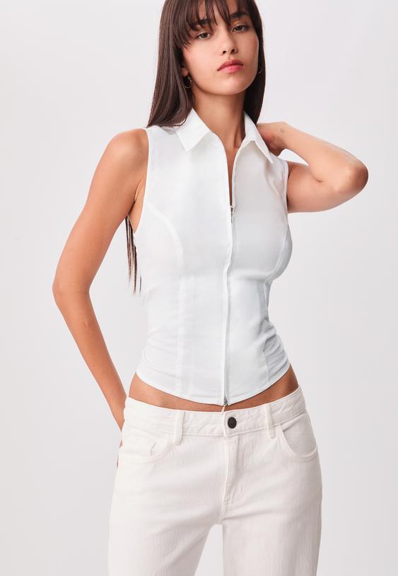 camisa fitted sin mangas cremallera