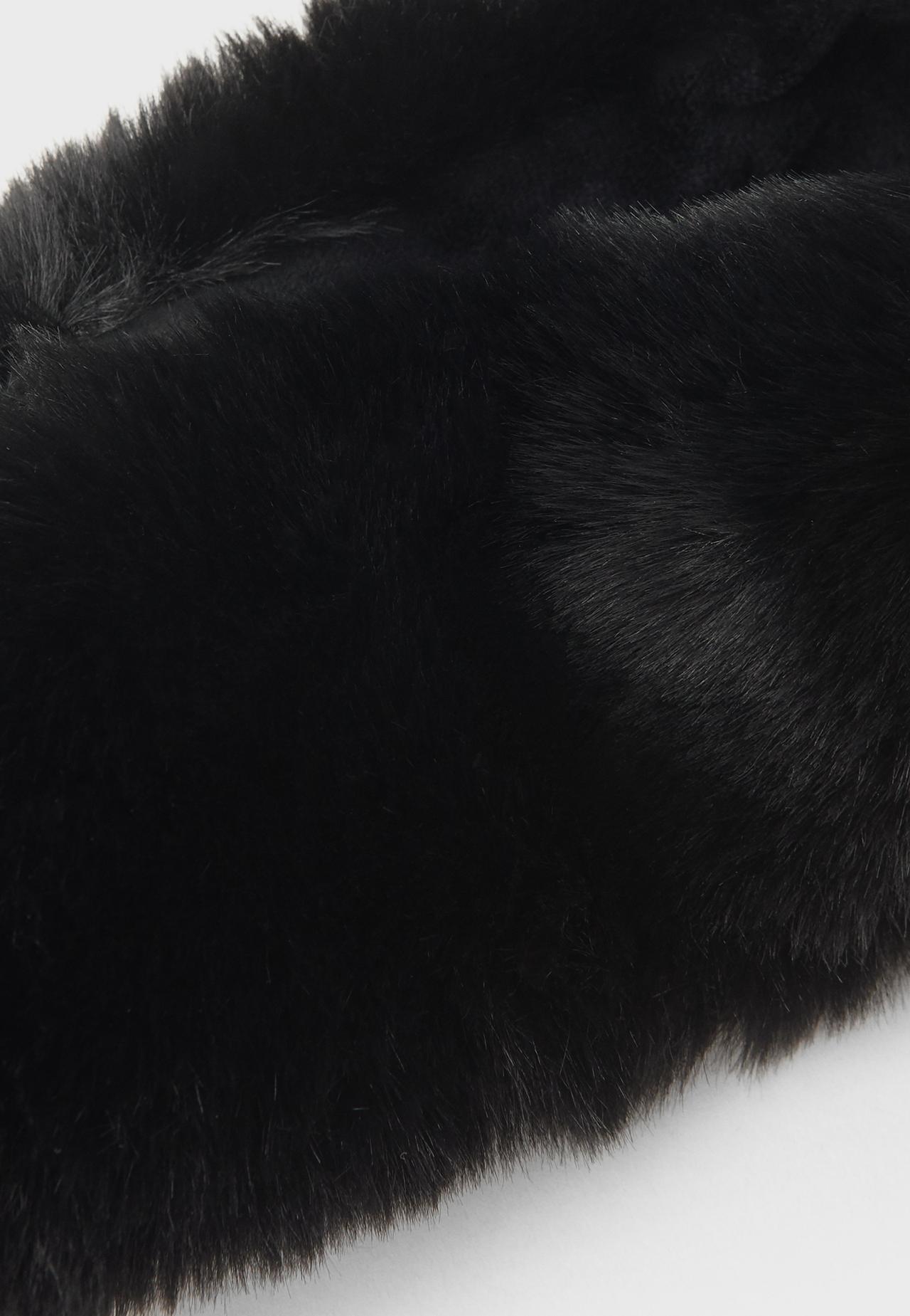 Faux fur headband — Black