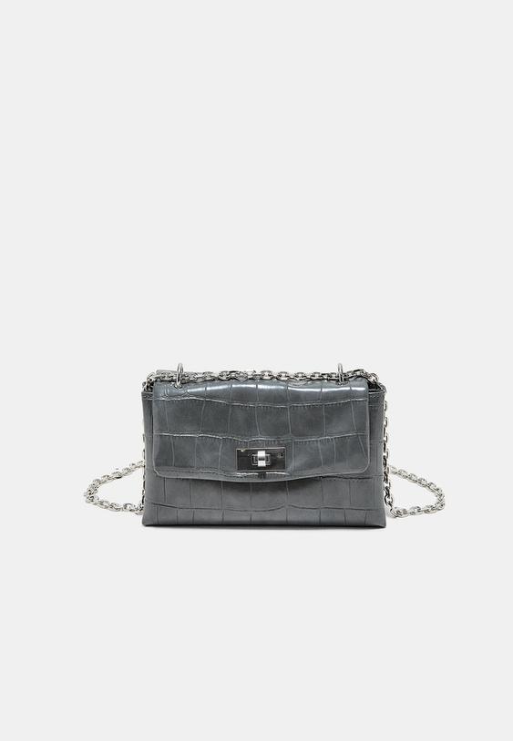 Stradivarius Rigid Coconut Effect Crossbody Bag Dark Grey Os