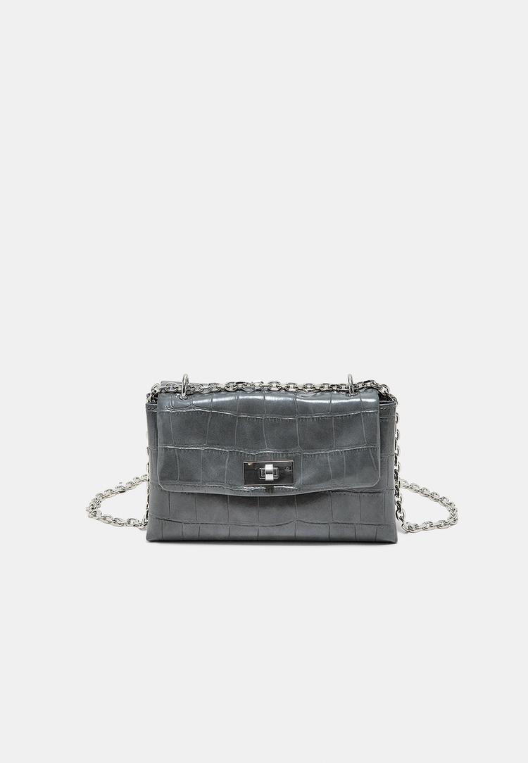 Rigid coconut-effect crossbody bag — Dark grey