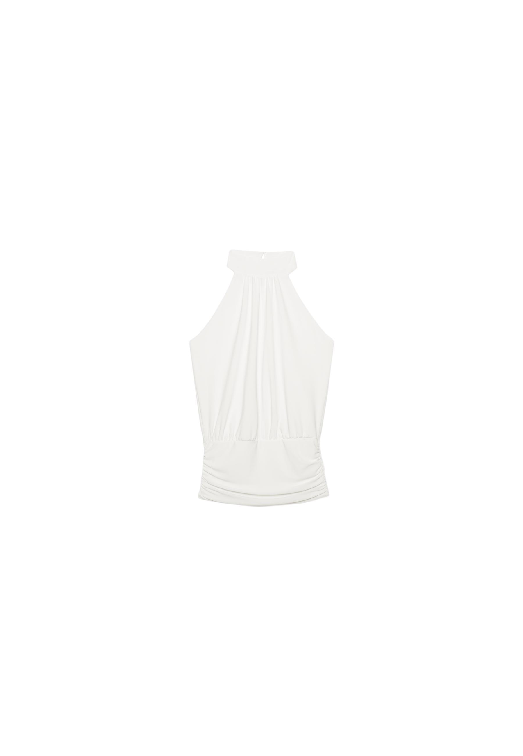 Puff-effect halter top — Ecru