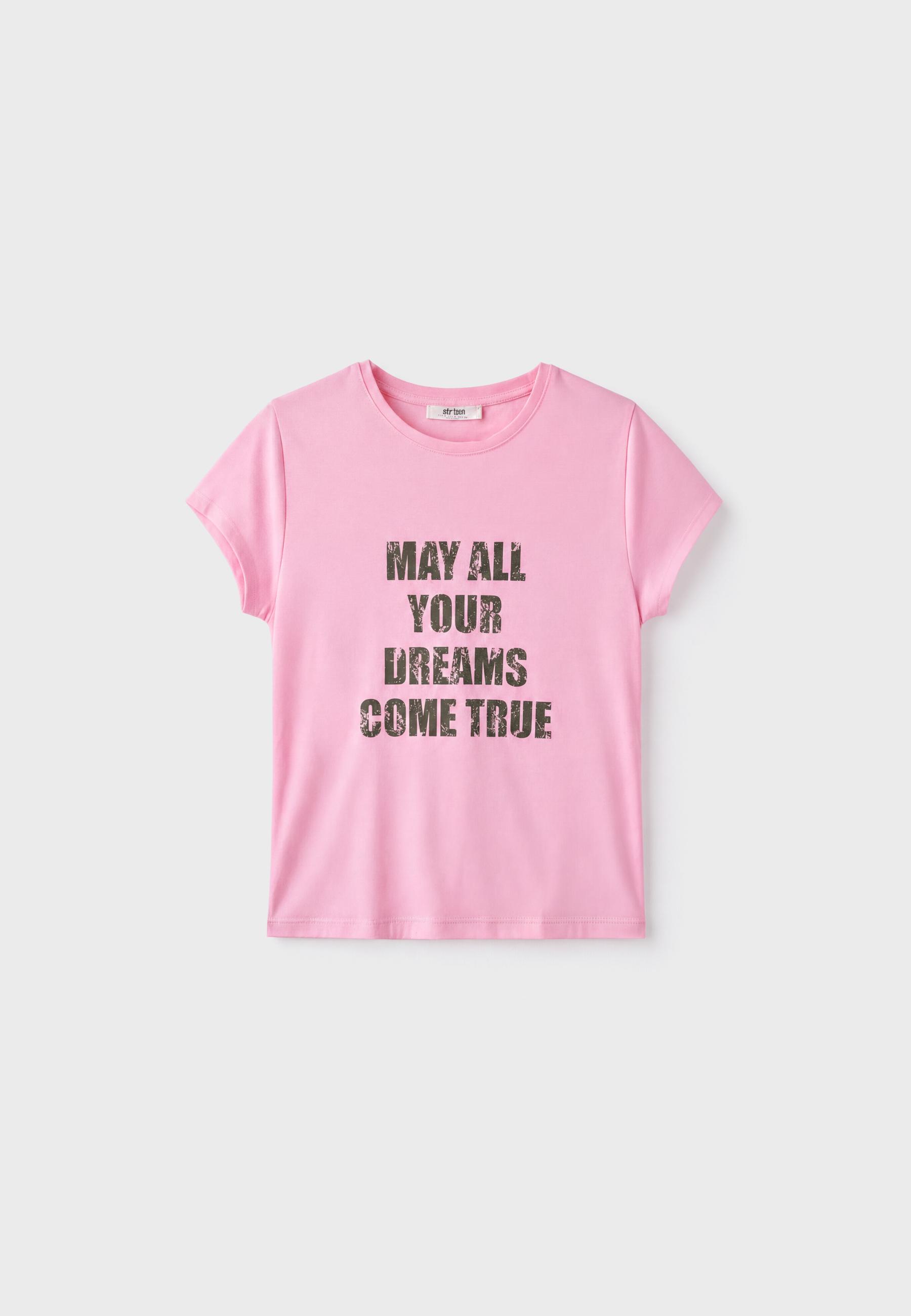 Slogan short sleeve T-shirt — Pastel pink