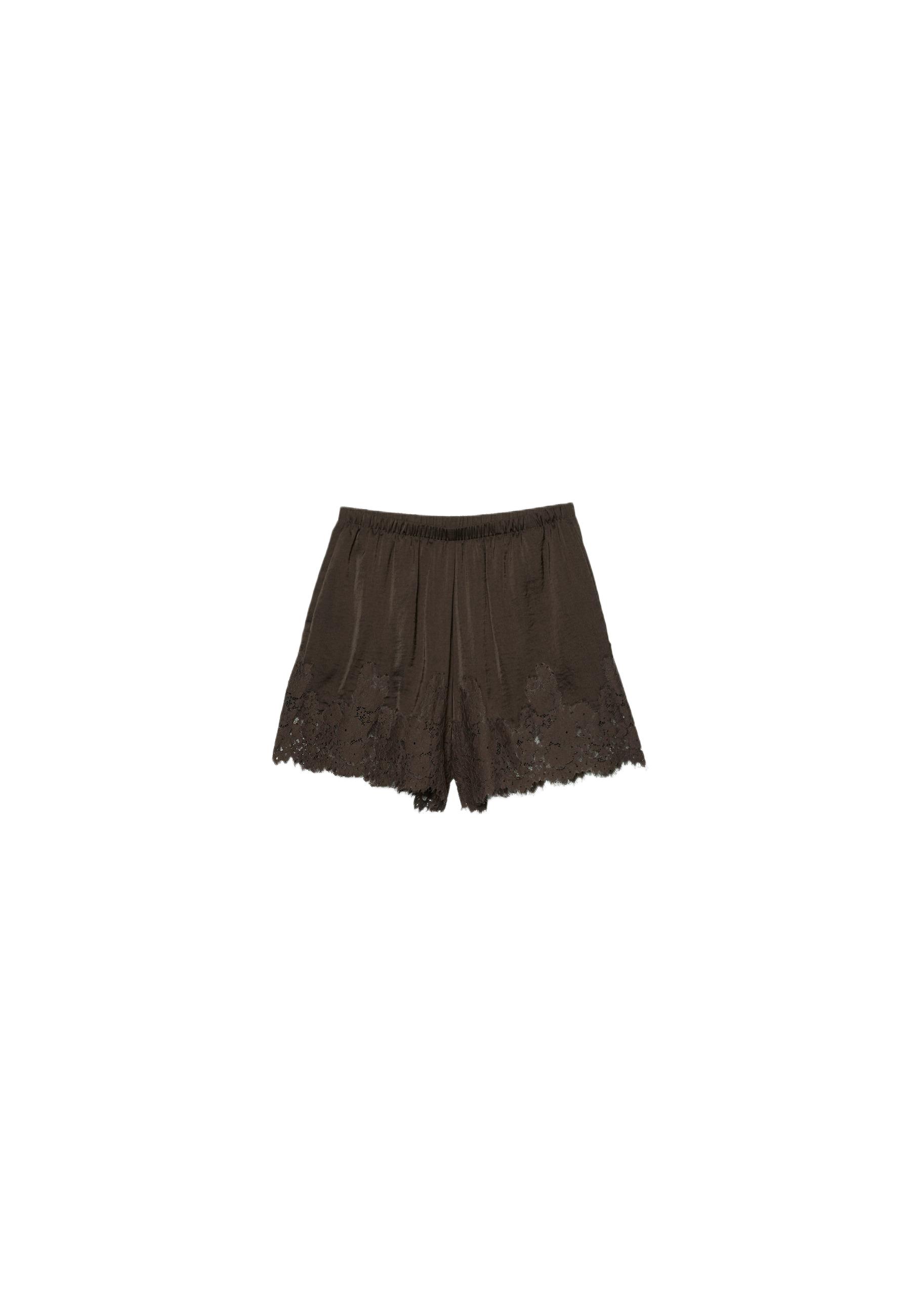Satin camisole shorts — Brown