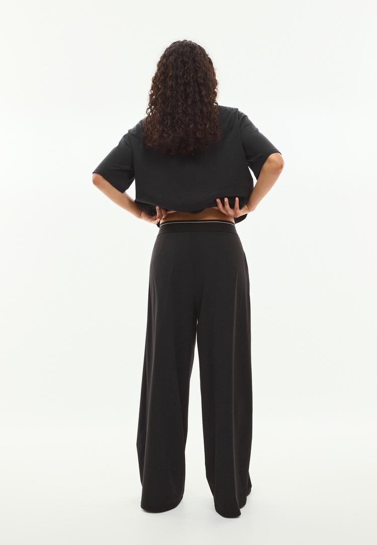 Stradivarius Παντελόνι Jogger Palazzo Με Λάστιχο Στη Μέση Μαύρο Xl