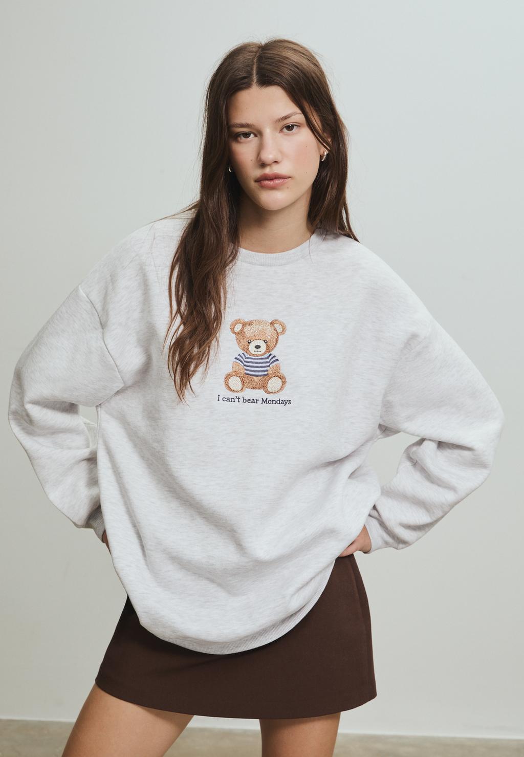 Embroidered bear sweatshirt
