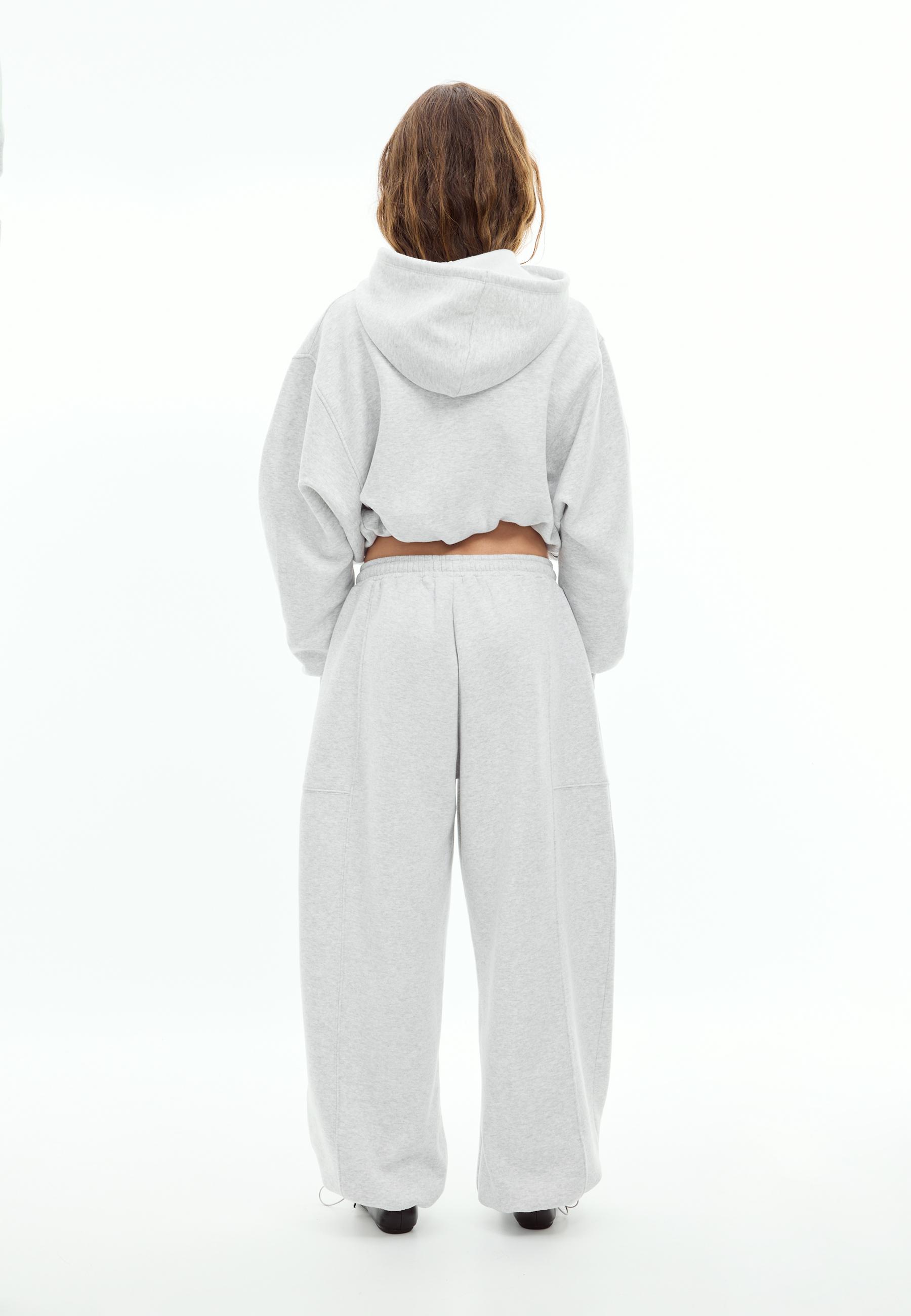 Plush barrel jogger trousers with stoppers — Grey melange