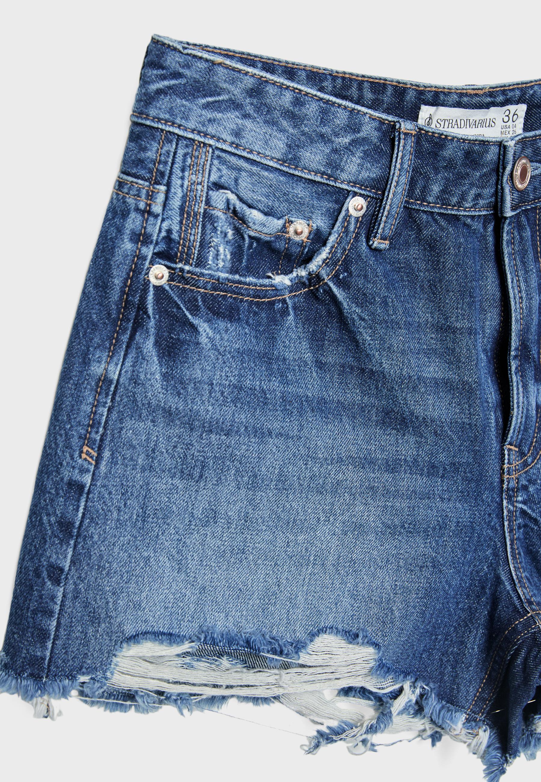 D75 distressed denim şort - Görsel 8