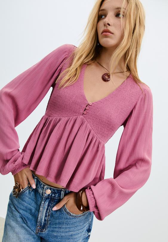 blusa fluida manga larga