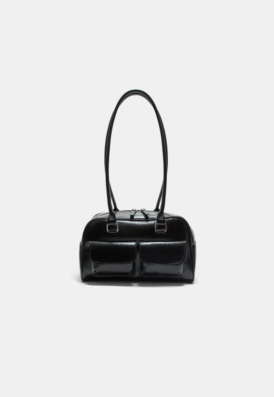 shoulder bag with pockets and long strap