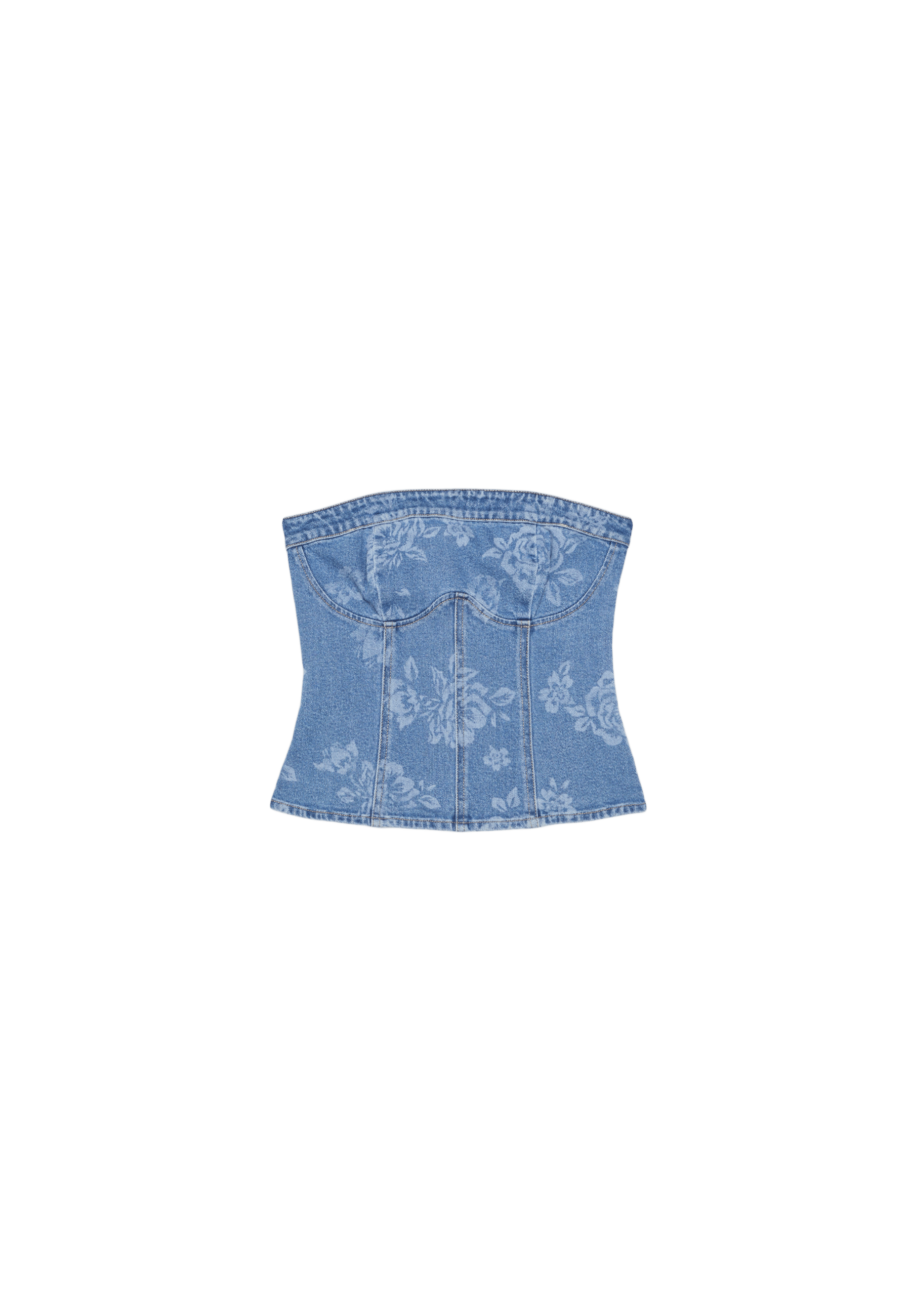 Denim bustier corset top — MEDIUM BLUE DENIM