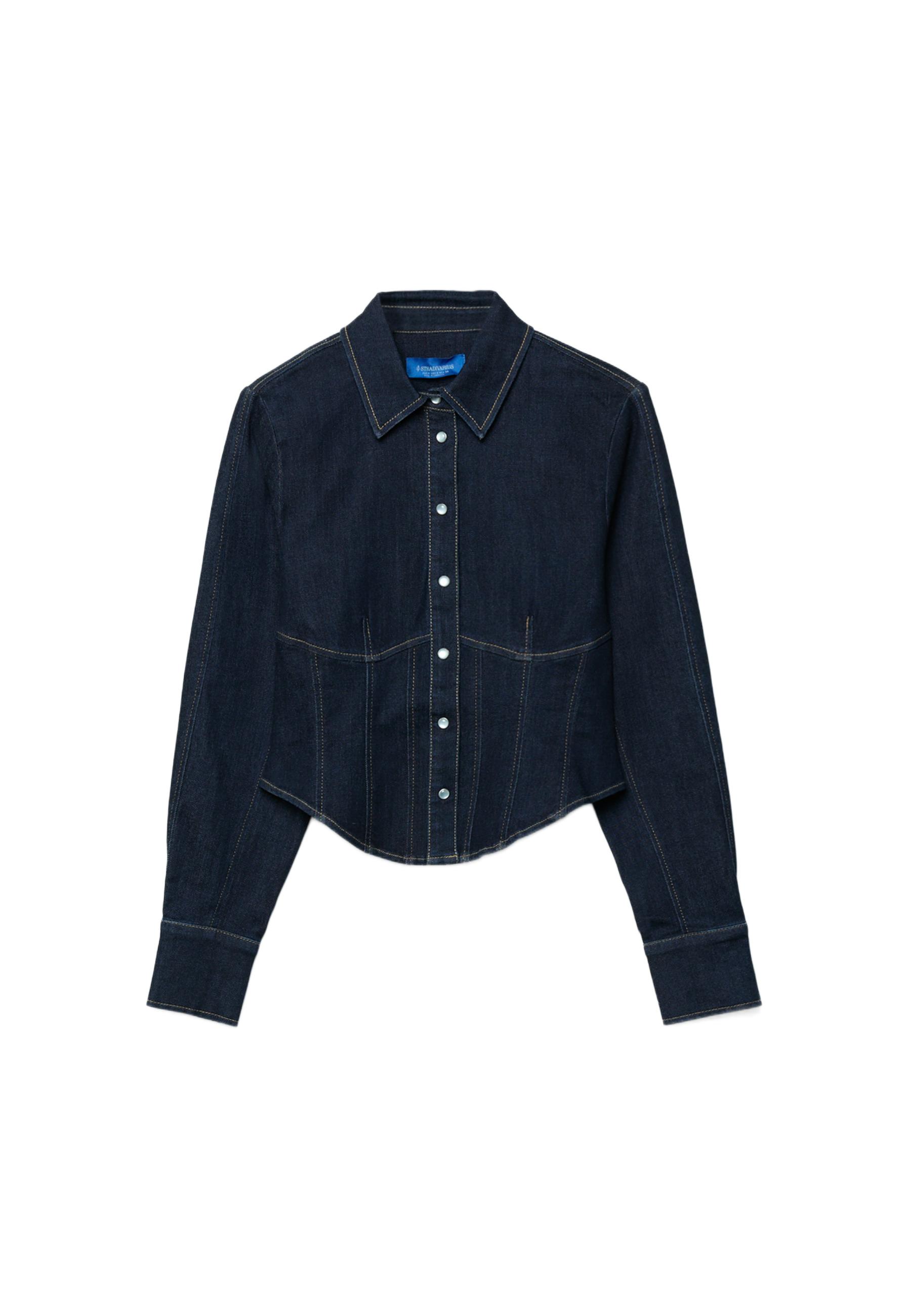 Denim corset shirt — OVERDYED BLUE DENIM