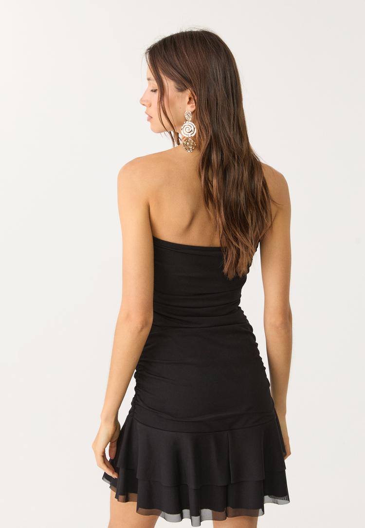 vestido bandeau corto tul