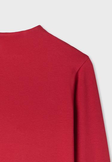 Basic funnel neck T-shirt — Dark red 9