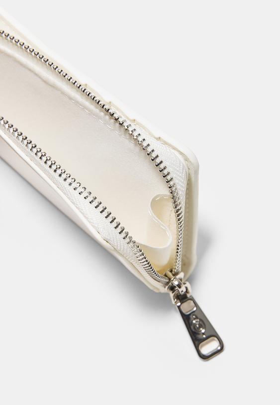 Stradivarius Leather Effect Card Holder White Os