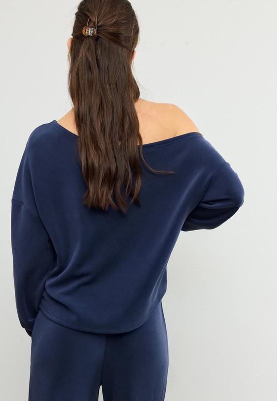soft touch off the shoulder sweatshirt