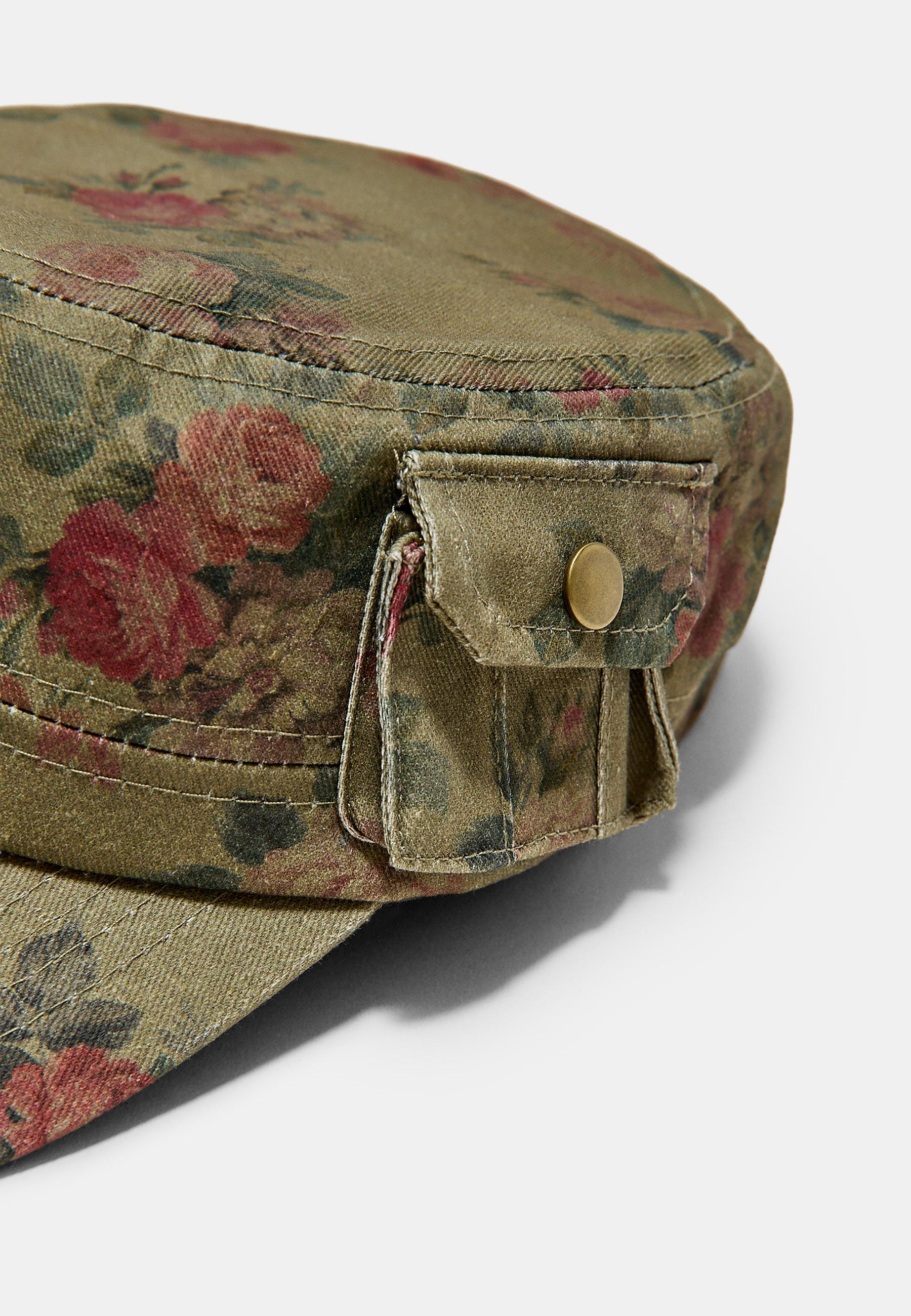 Floral cap — Khaki