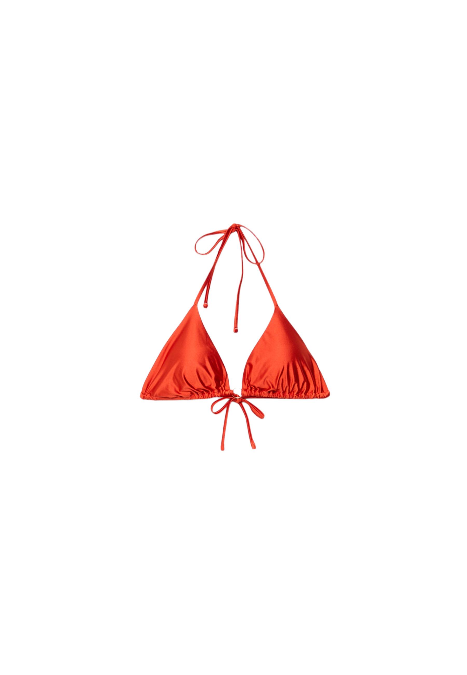 Satin triangle bikini top — Orange