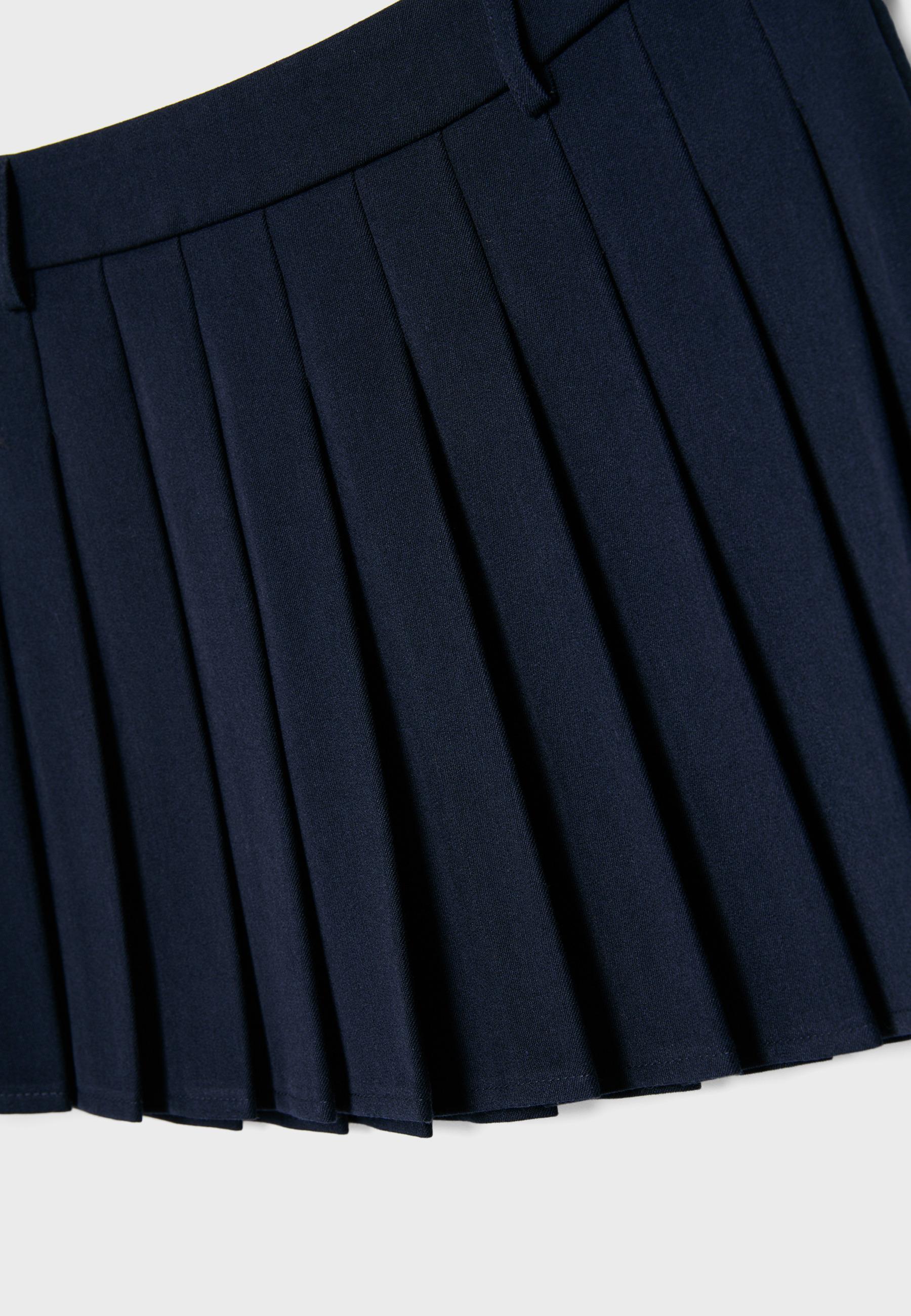 Box pleat mini skirt — Navy blue