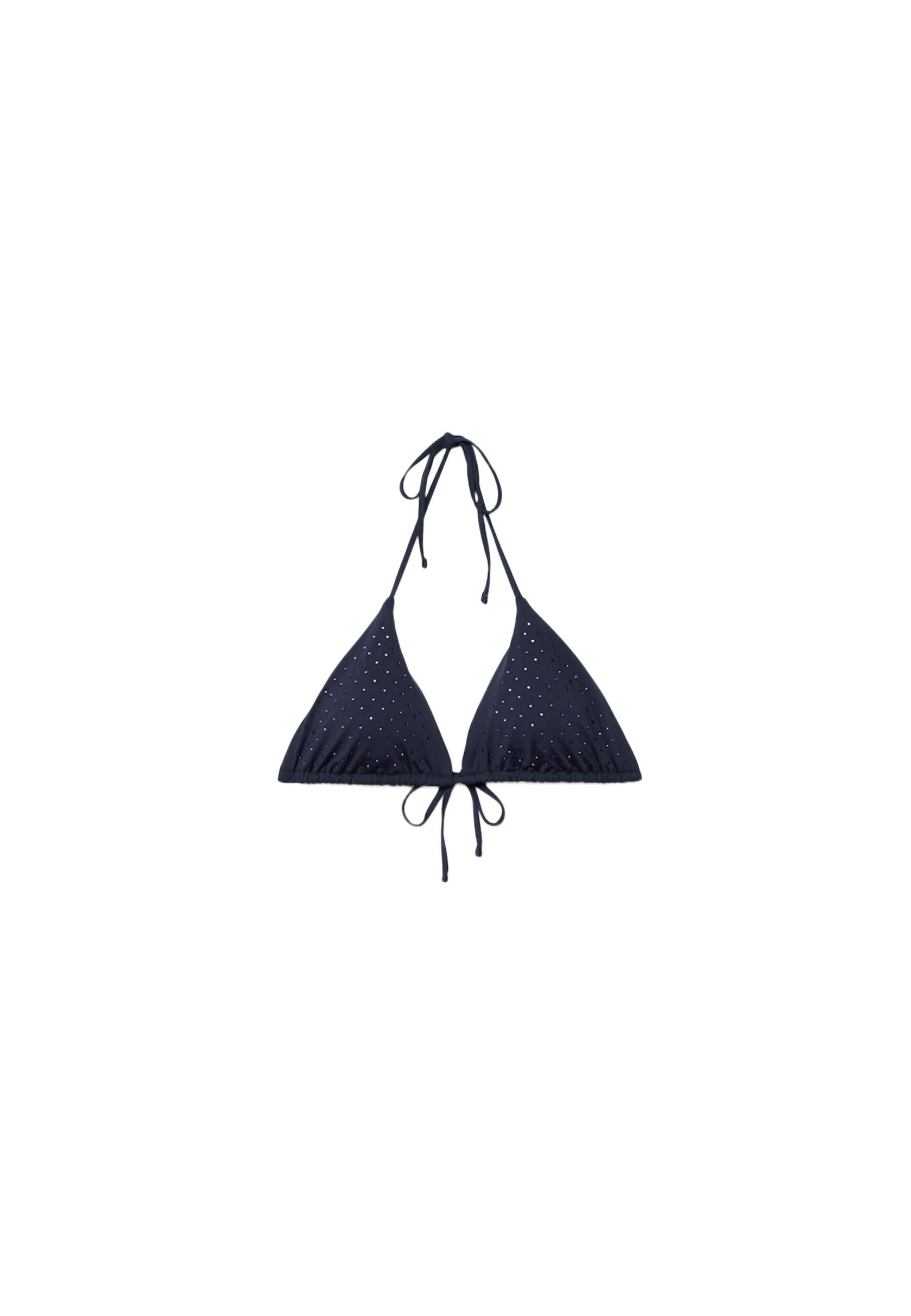 Shimmery triangle bikini top — Dark blue