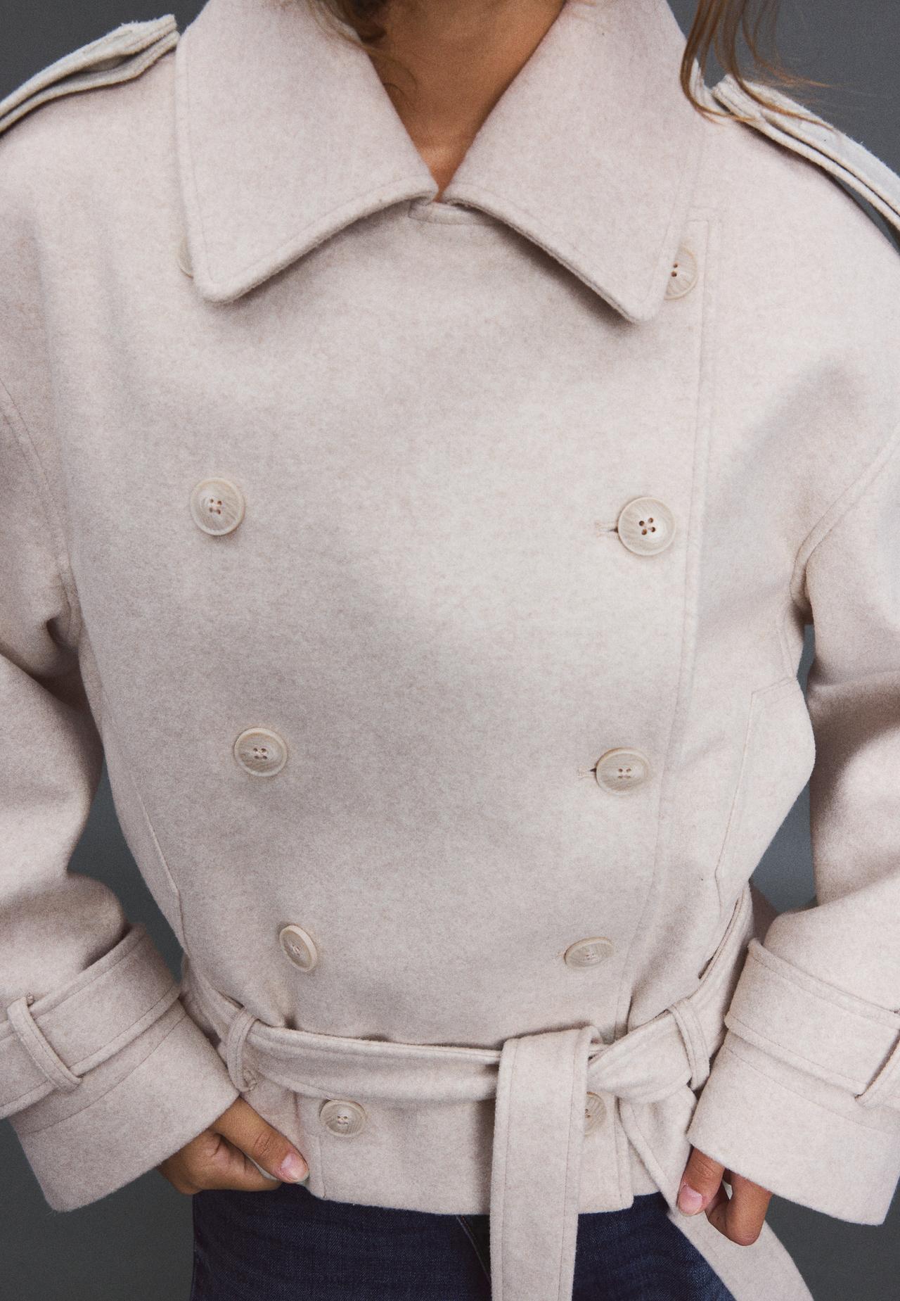 Oversize soft-touch trench coat — Ecru