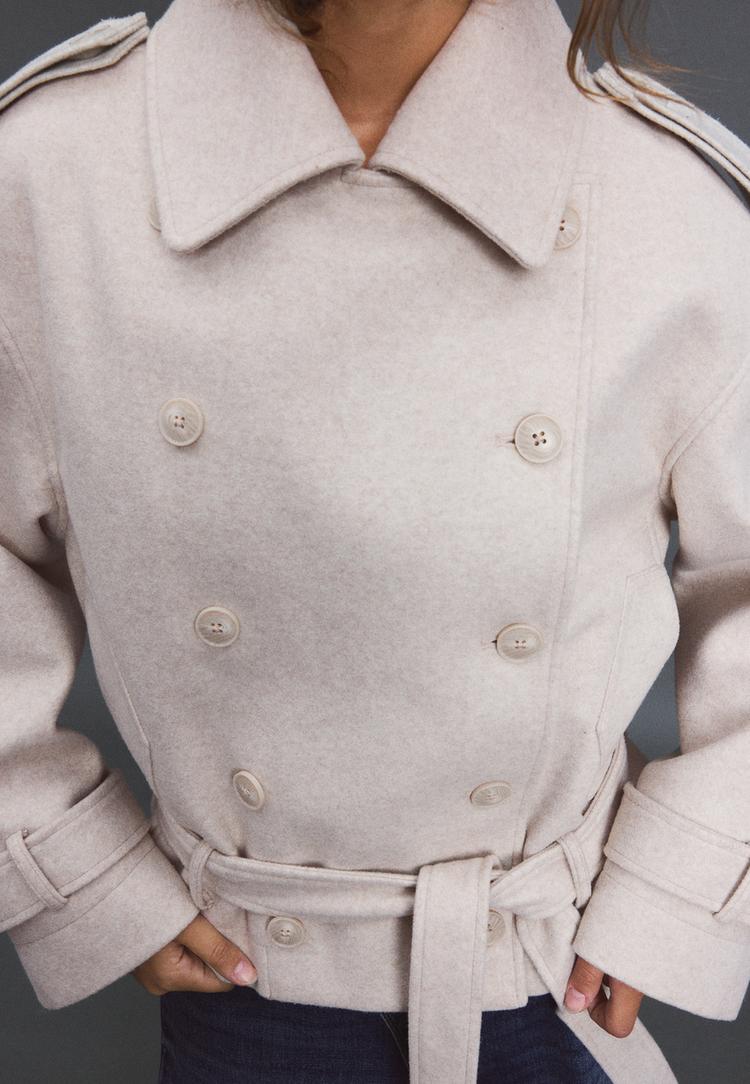 Stradivarius Trench Oversize Με Απαλή Υφή Εκρού L - 3