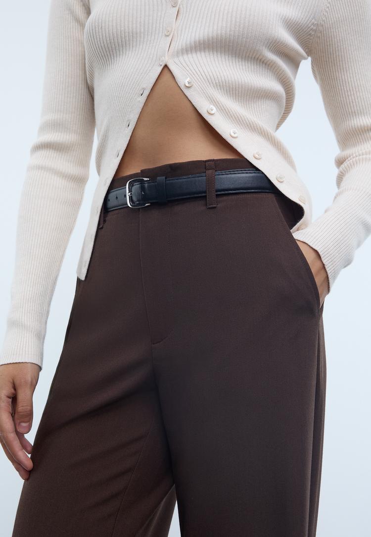 pantalon fluide droit ceinture