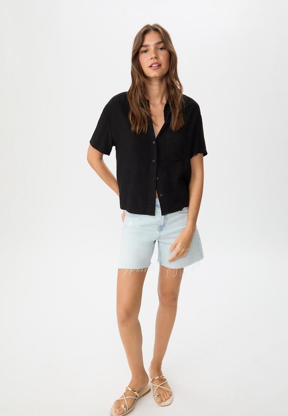 short sleeve linen effect shirt