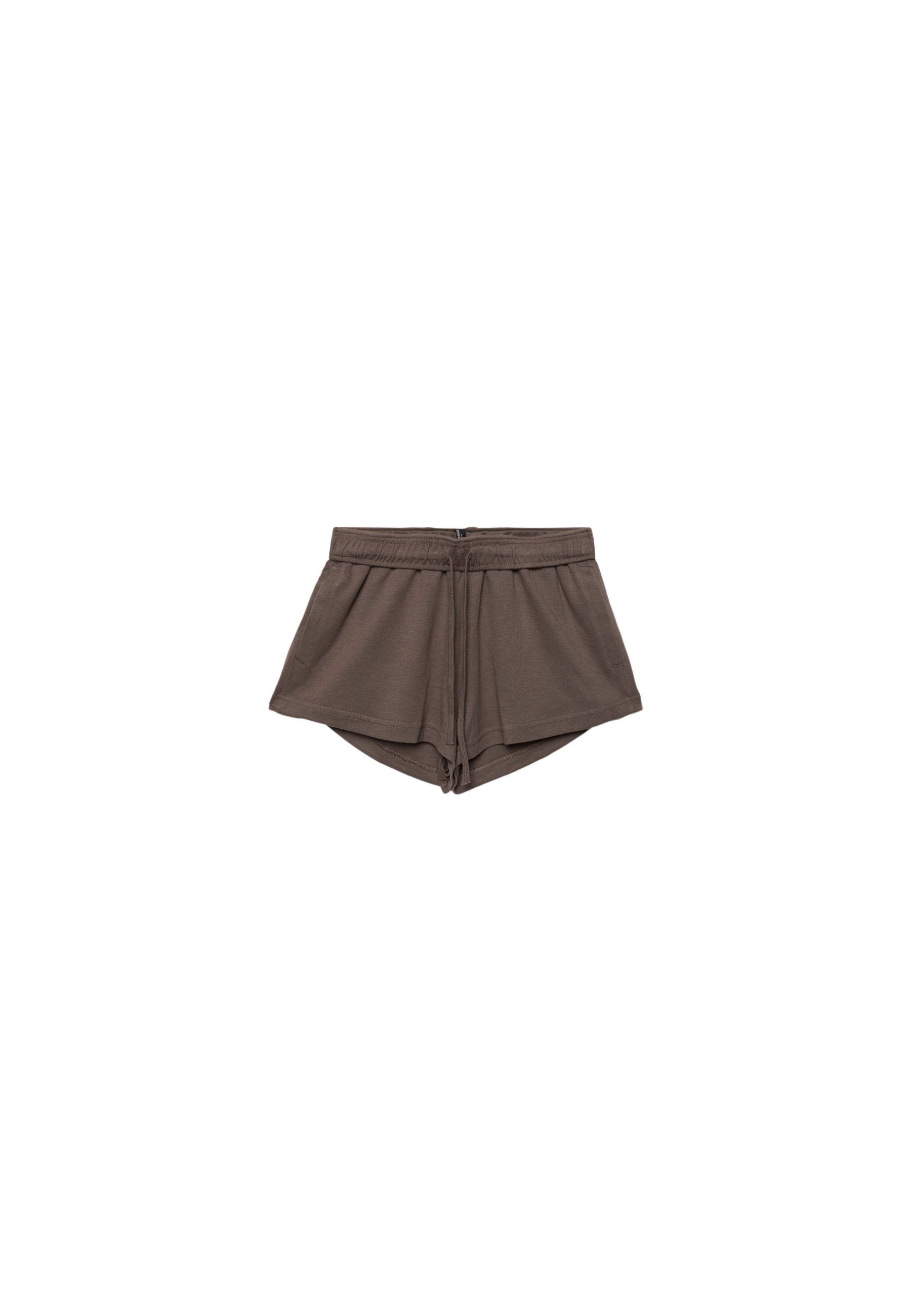 Turn-up waist mini shorts — Brown
