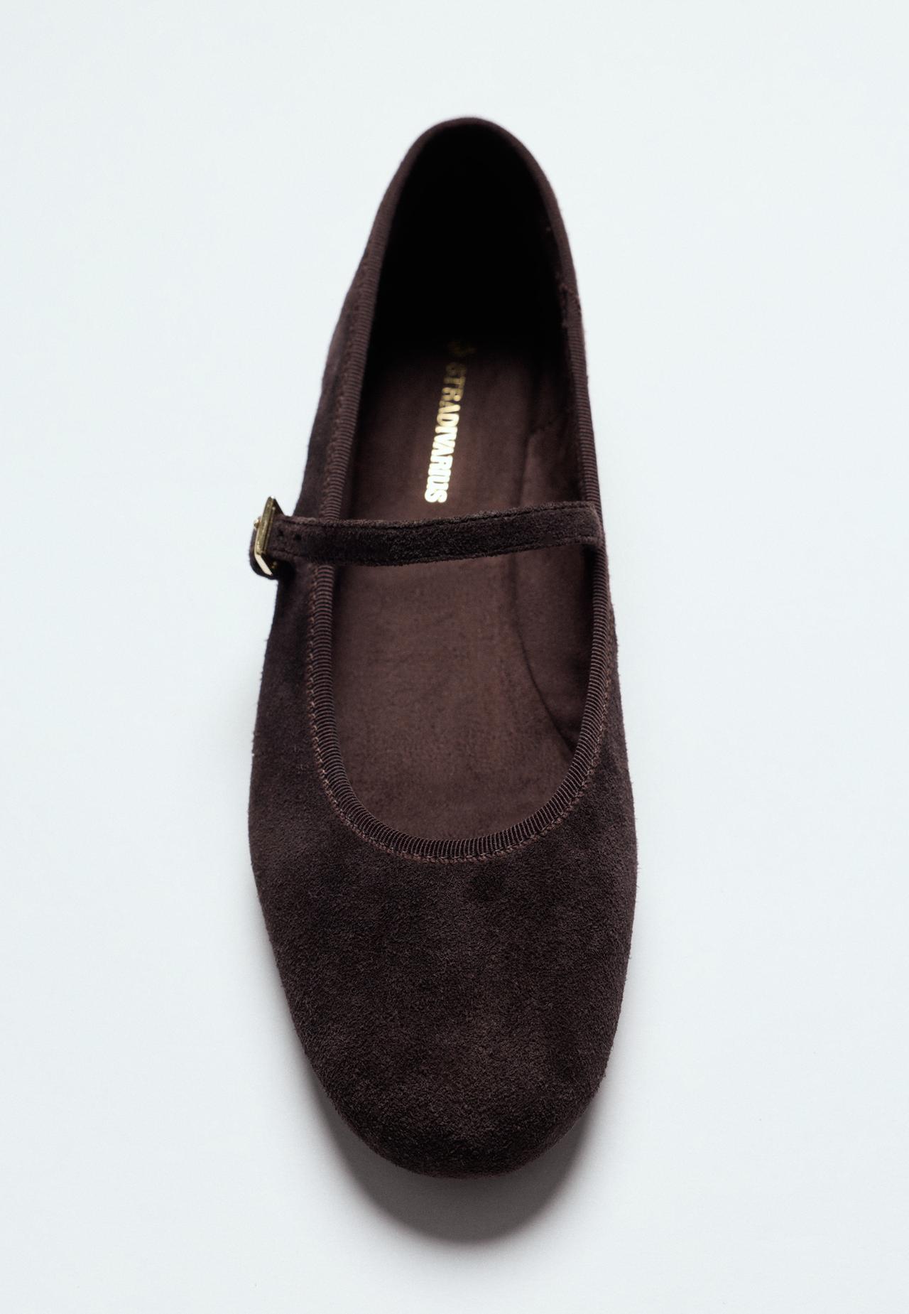 Leather Mary Jane ballet pumps — BROWN