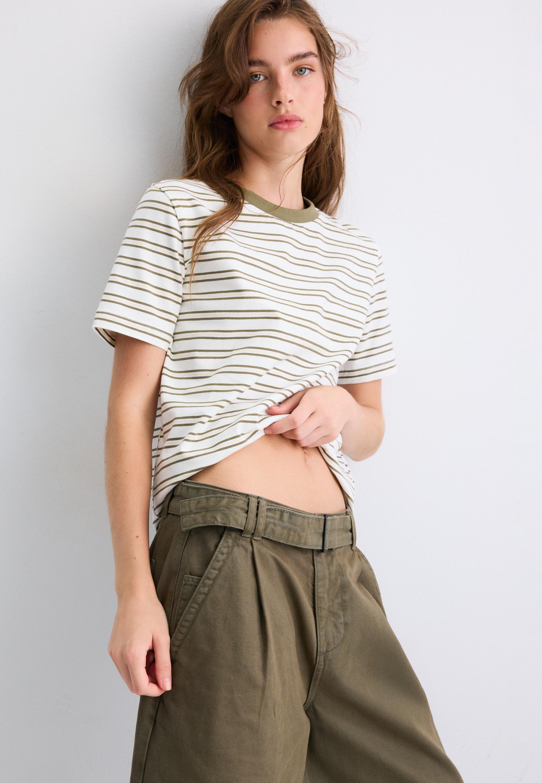 B01 Regular striped T-shirt — Khaki