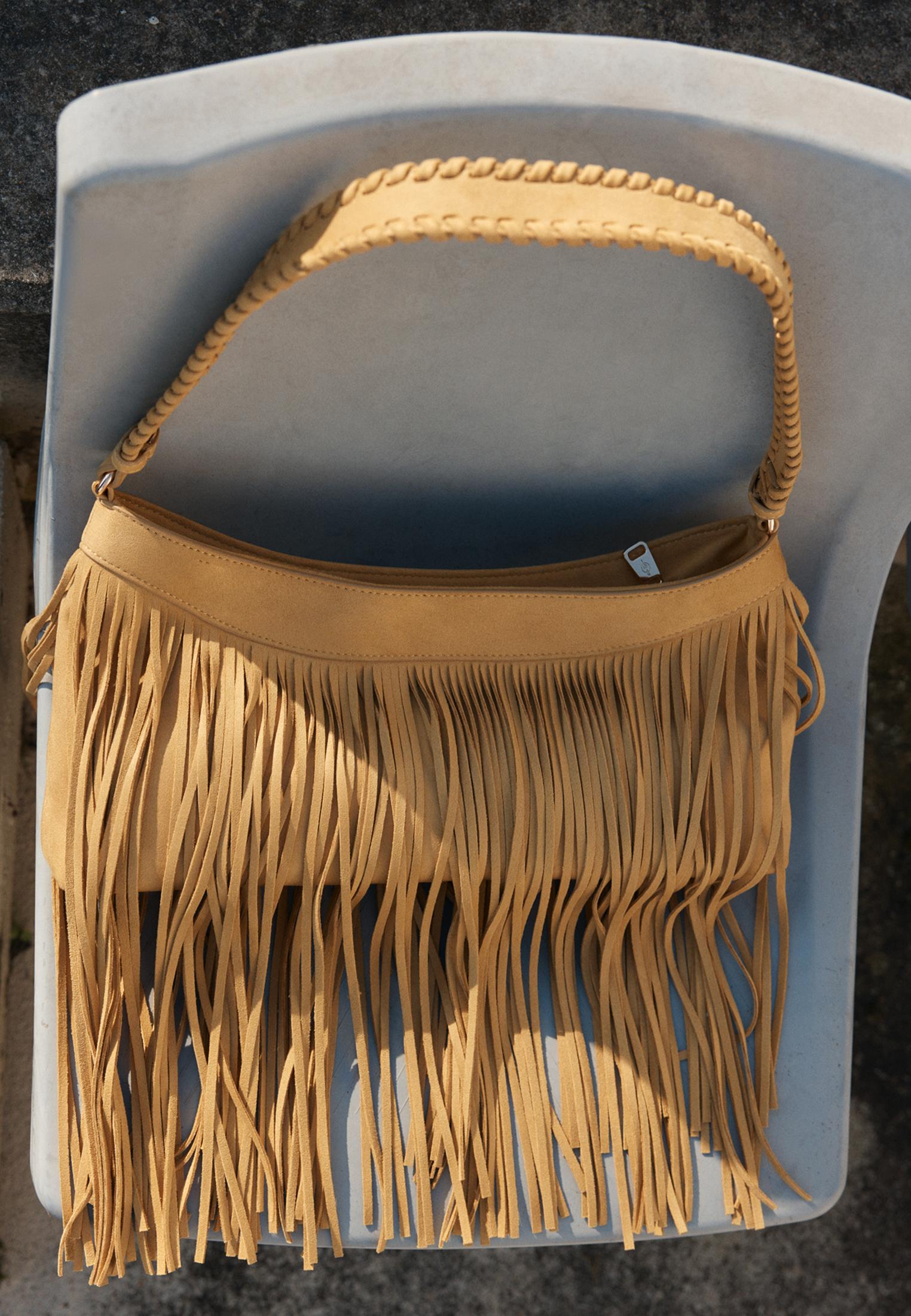 Long fringed shoulder bag — Mustard