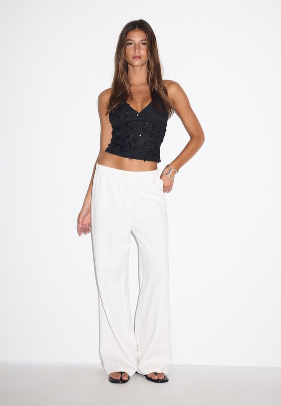 top halter brillos bordado
