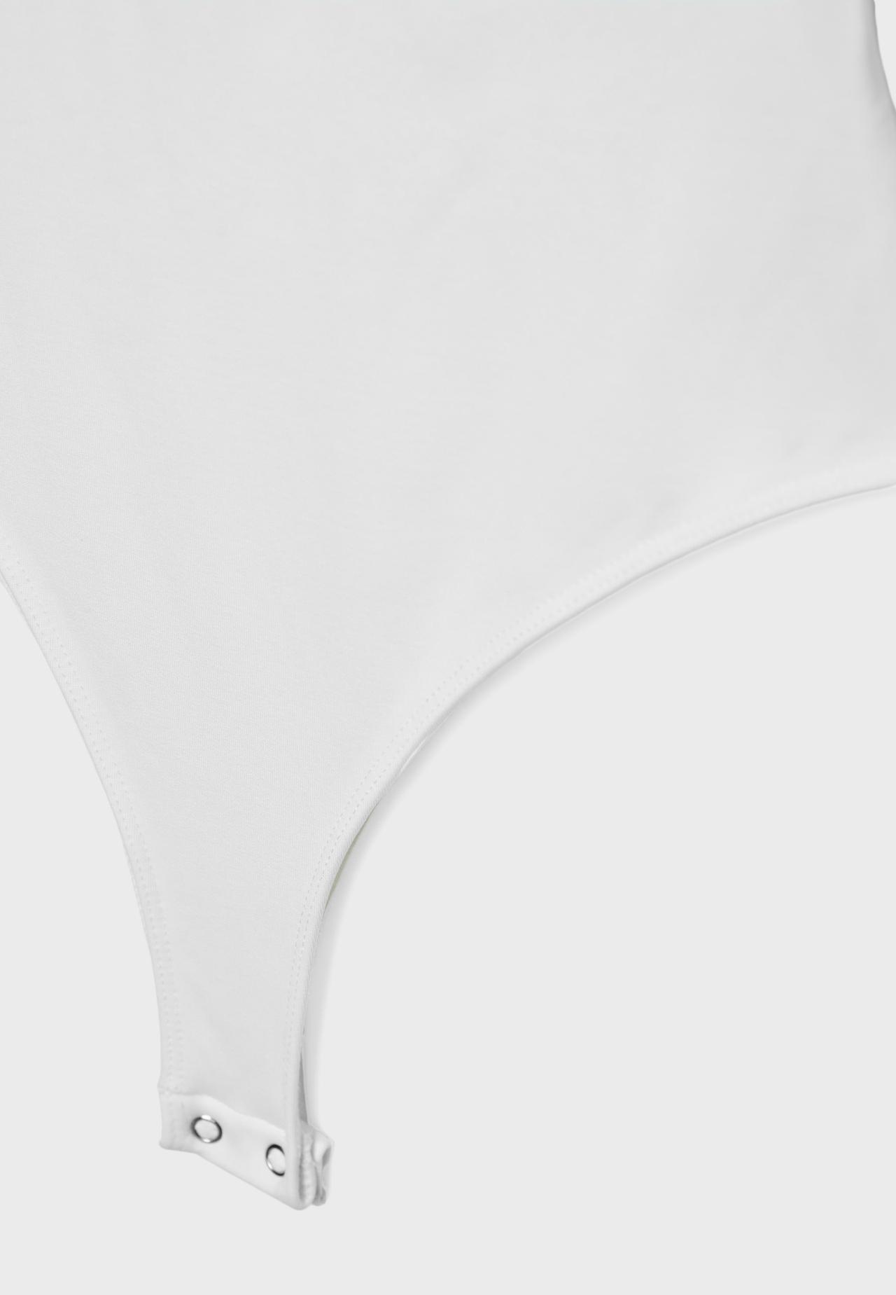 V-neck bodysuit with straps — Ecru